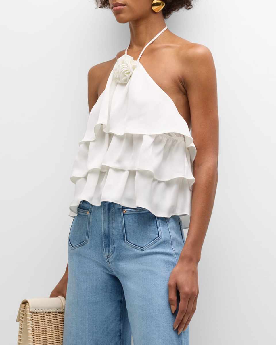 Minnie Rosette Tiered Halter Blouse